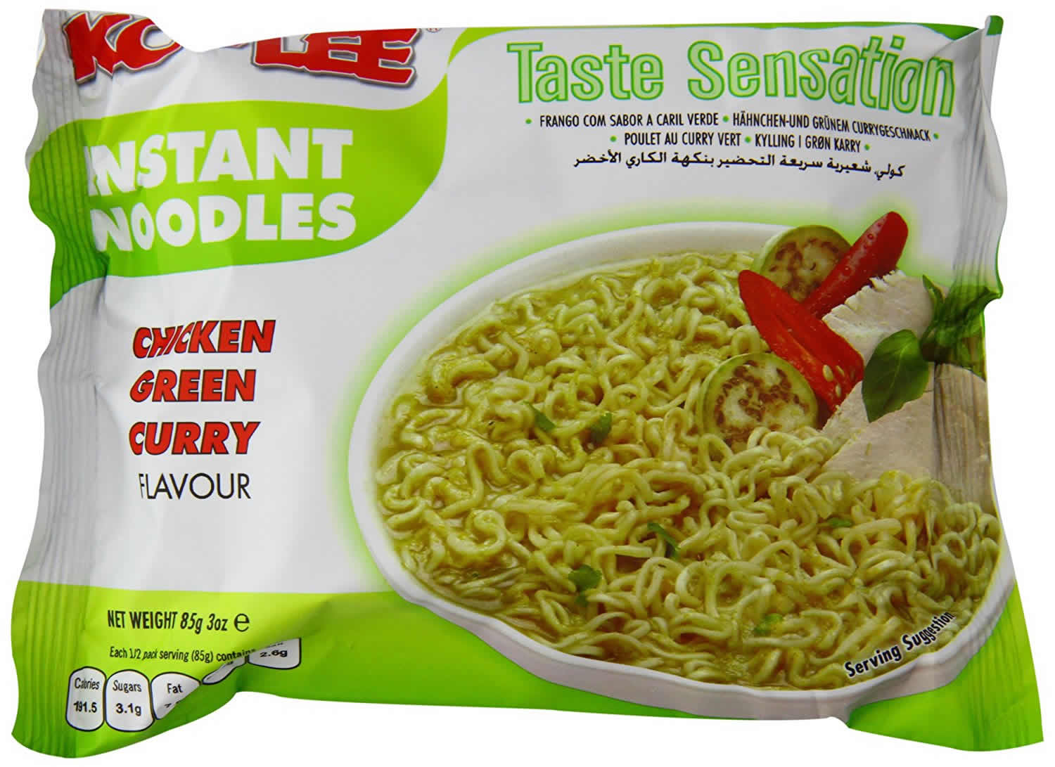 instant noodles flavour curry sensation taste chicken pack green bad calories healthjade