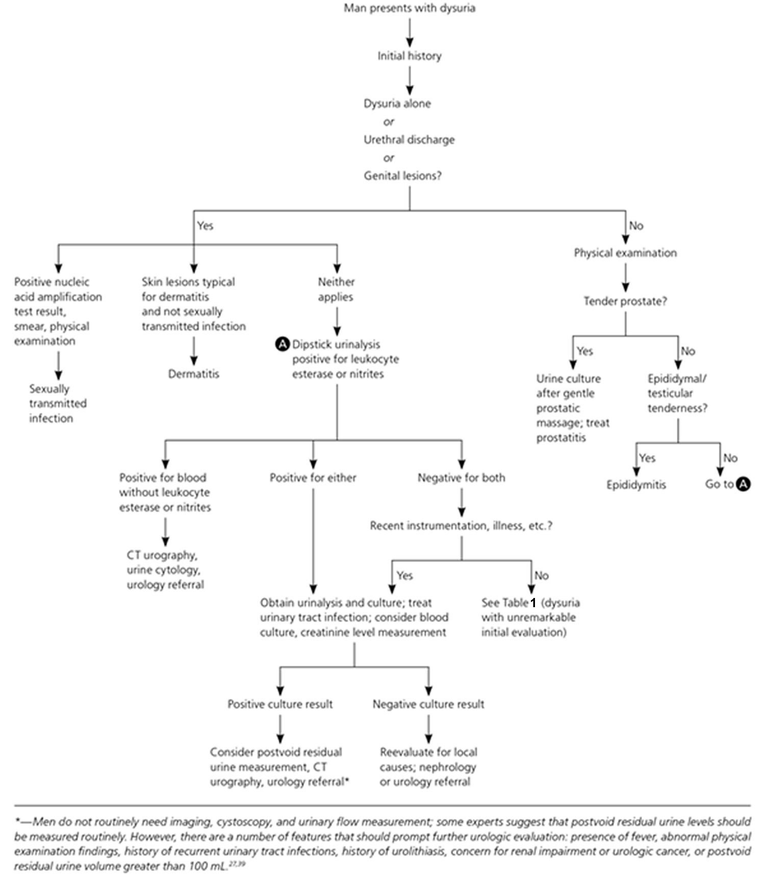Painful urination diagnostic approach in a man